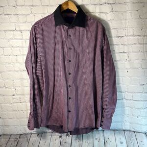 Curtis Brandon Mens Black Pink Striped Long Sleeve size XL‎